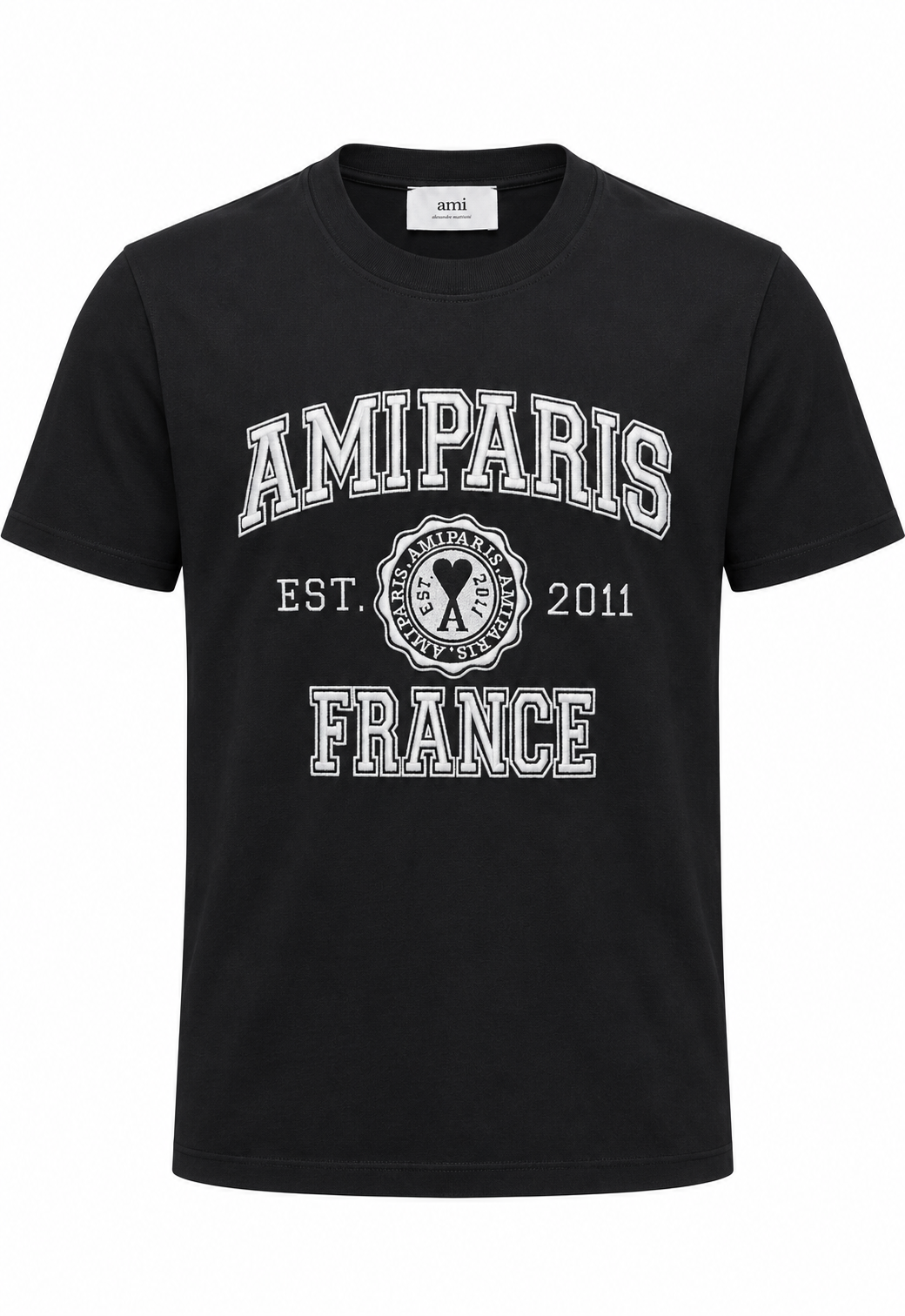 T-shirt da uomo Ami Paris con ricamo Nero