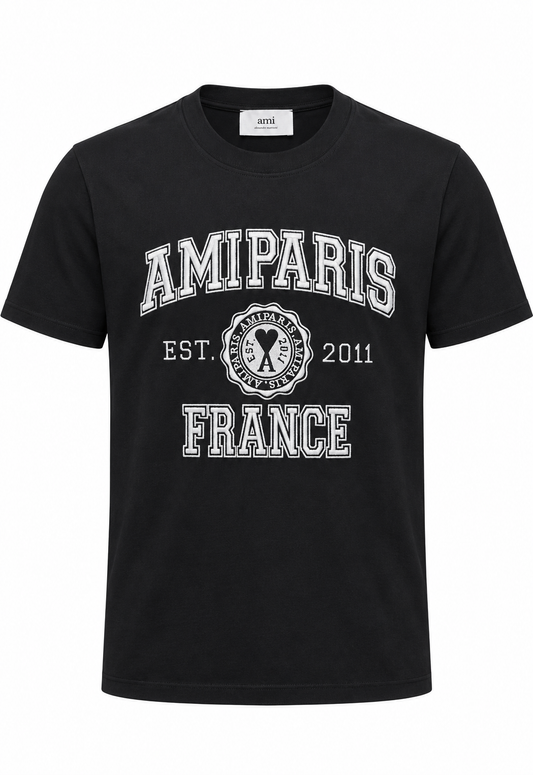 T-shirt da uomo Ami Paris con ricamo Nero