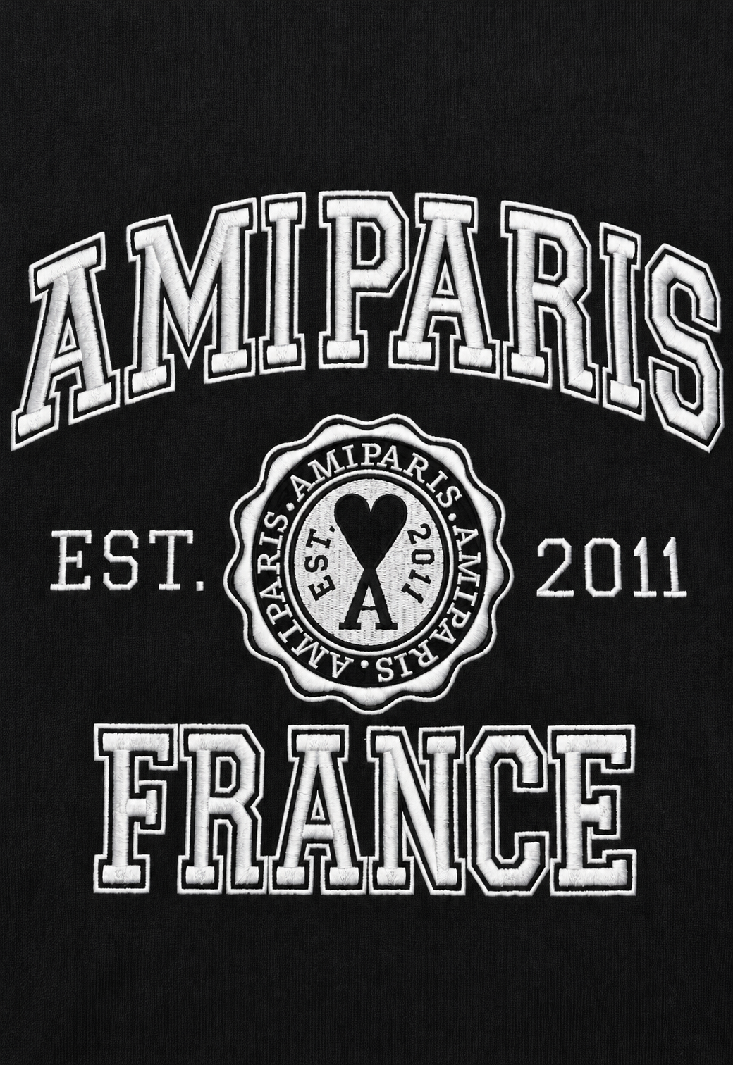 T-shirt da uomo Ami Paris con ricamo Nero