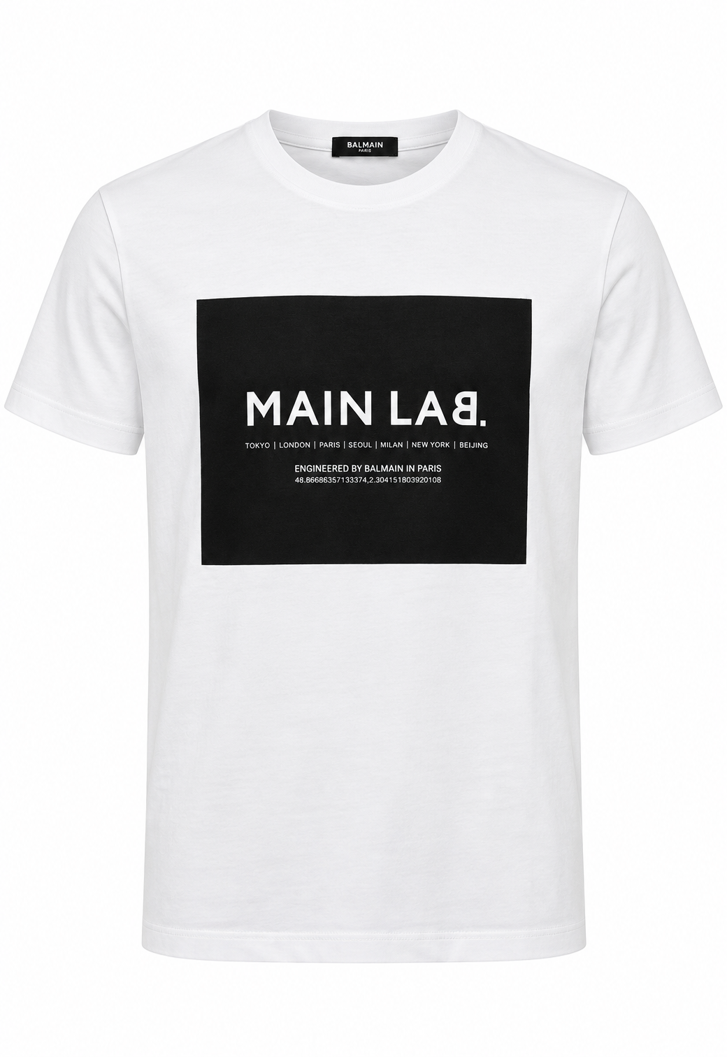 Męski biały T-shirt Balmain Main Lab