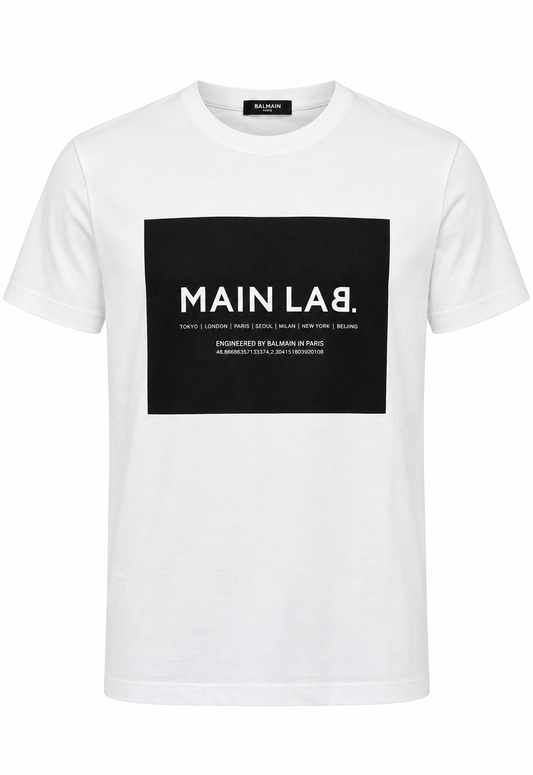 T-shirt Balmain da uomo Main Lab bianca