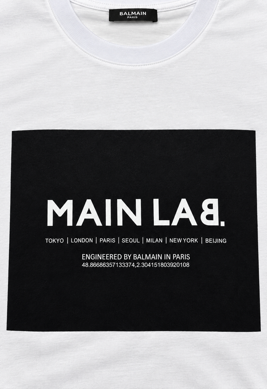 T-shirt Balmain da uomo Main Lab bianca