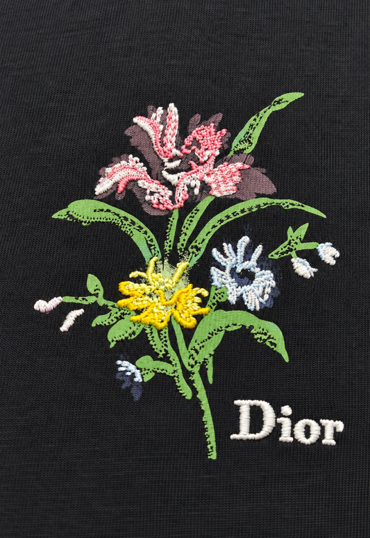 Dior T-shirt da uomo Nero "Motivo Secret Garden, vestibilità comoda"
