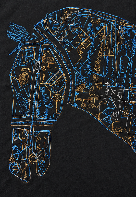 T-shirt da uomo Hermès Nero "Quadrige ricamato"