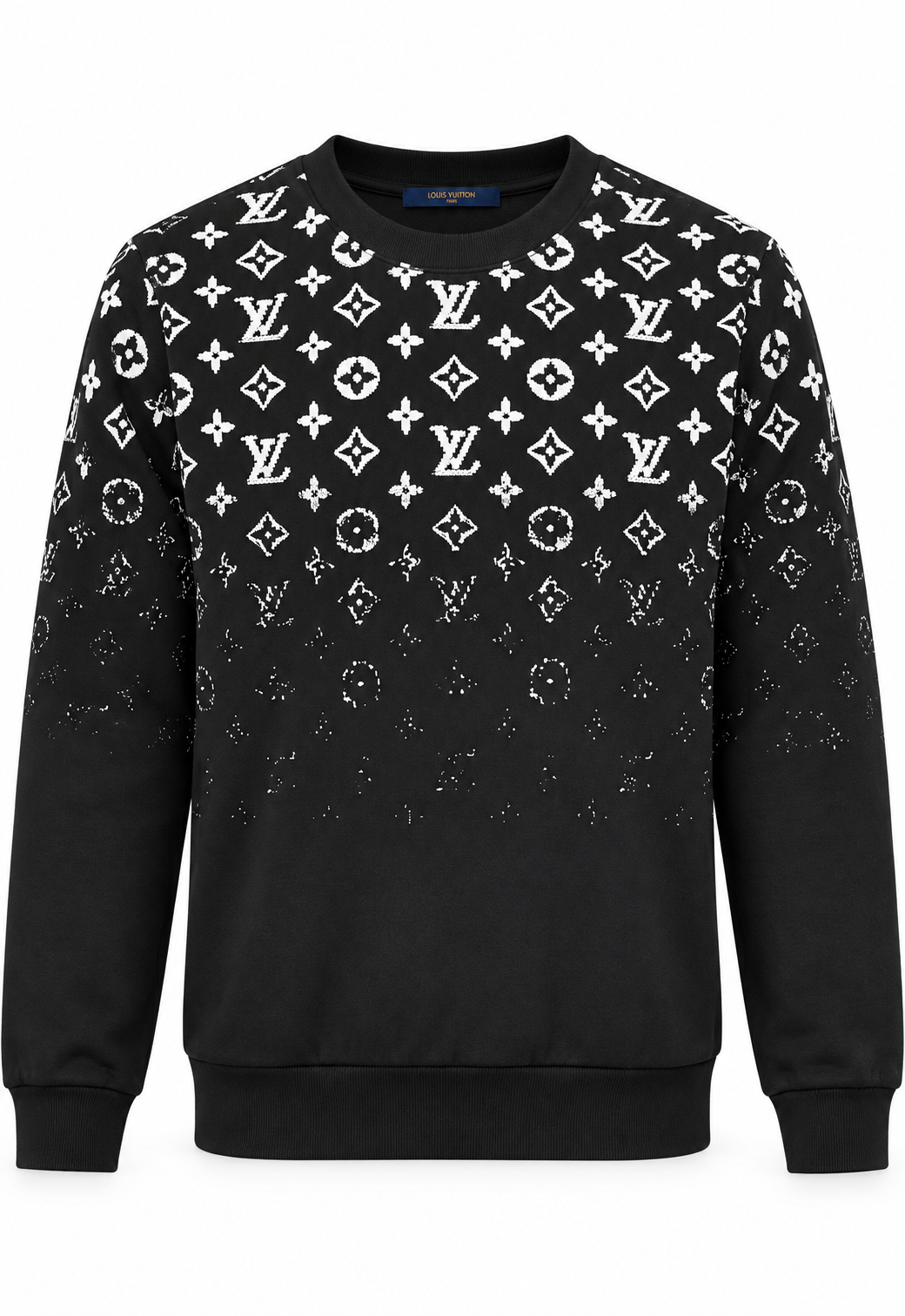 Louis Vuitton Felpa da uomo Nero "Girocollo in cotone sfumato"