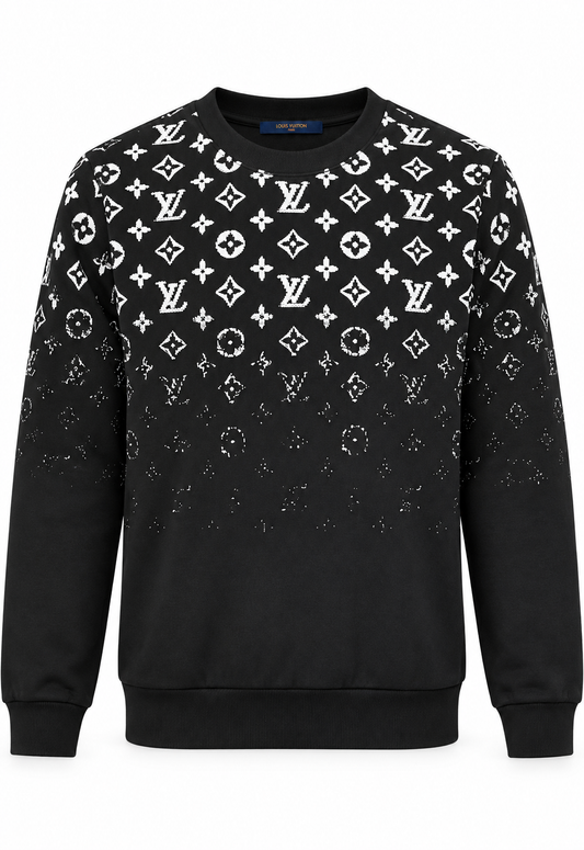 Louis Vuitton Felpa da uomo Nero "Girocollo in cotone sfumato"
