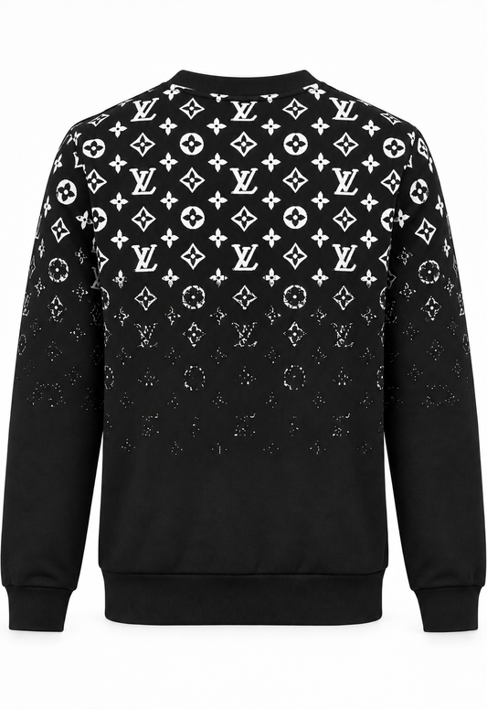 Louis Vuitton Felpa da uomo Nero "Girocollo in cotone sfumato"