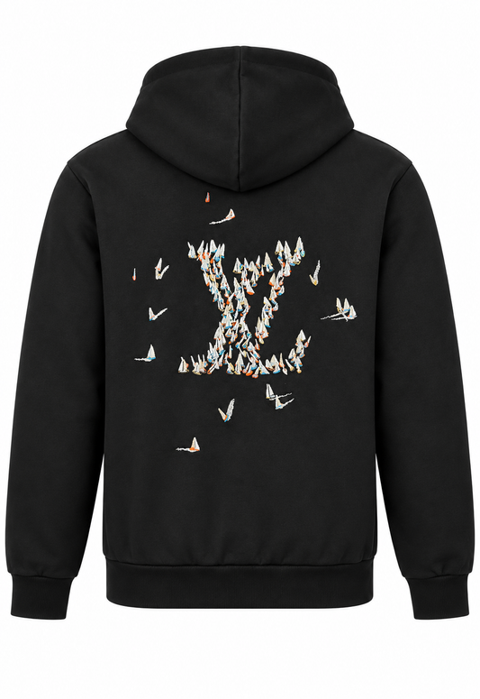 Louis Vuitton Felpa con cappuccio da uomo Nero "Felpa con cappuccio con firma ricamata"