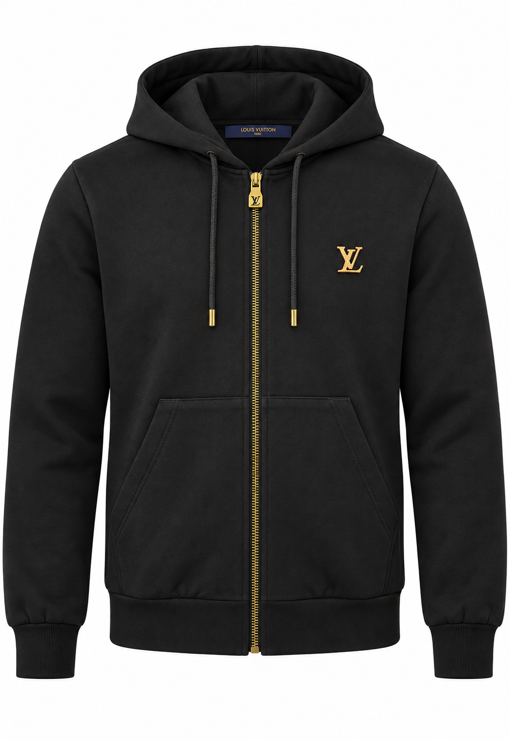 Felpa con cappuccio da uomo Louis Vuitton con zip, Nero "Felpa con cappuccio con zip con motivo Signature"