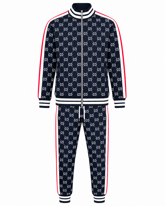 Gucci Tuta da uomo blu navy "Pantaloni e giacca da track in jacquard con monogramma GG"