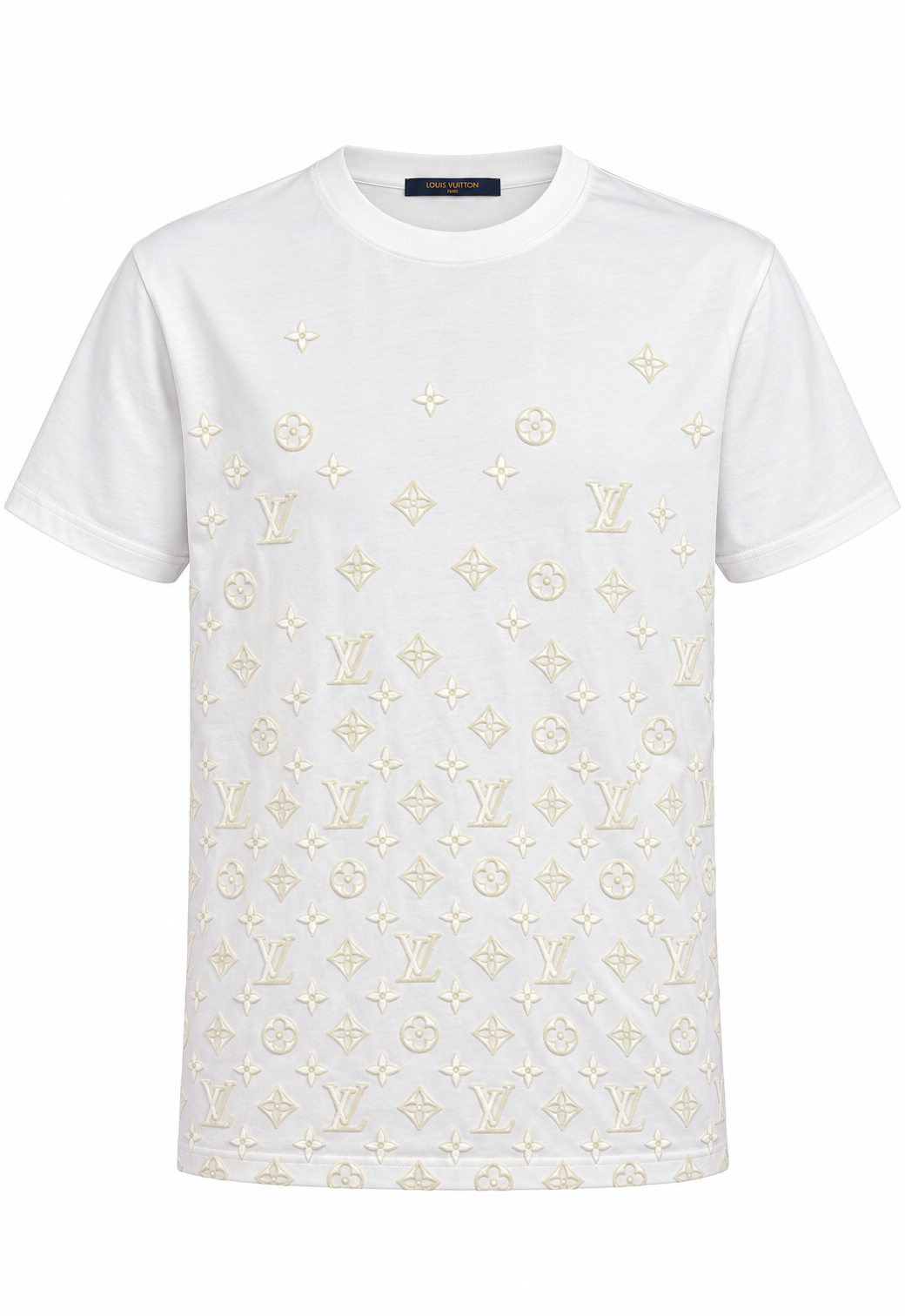 T-shirt bianca da uomo Louis Vuitton "Gradient Signature Flock Print"