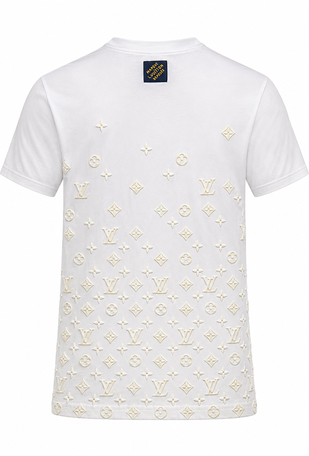 T-shirt bianca da uomo Louis Vuitton "Gradient Signature Flock Print"