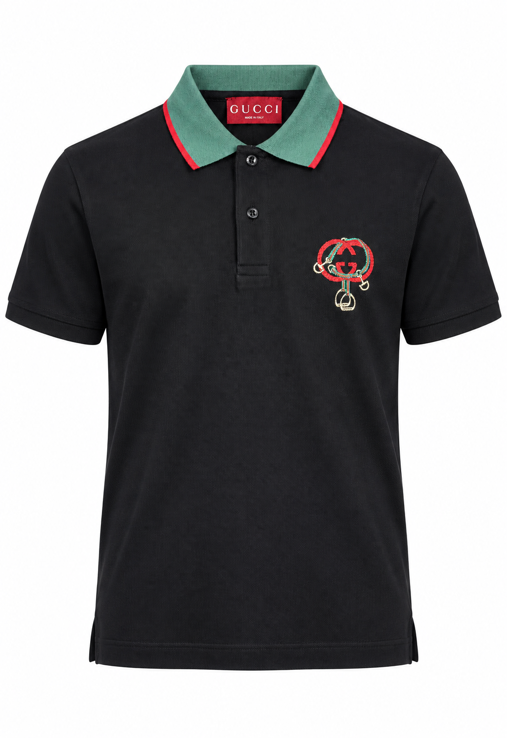 Gucci Polo da uomo con ricamo Nero