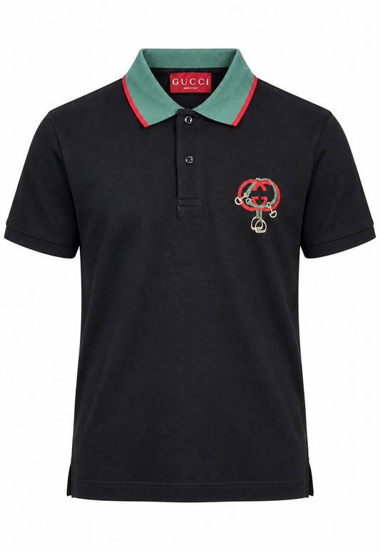 Gucci Polo da uomo con ricamo Nero