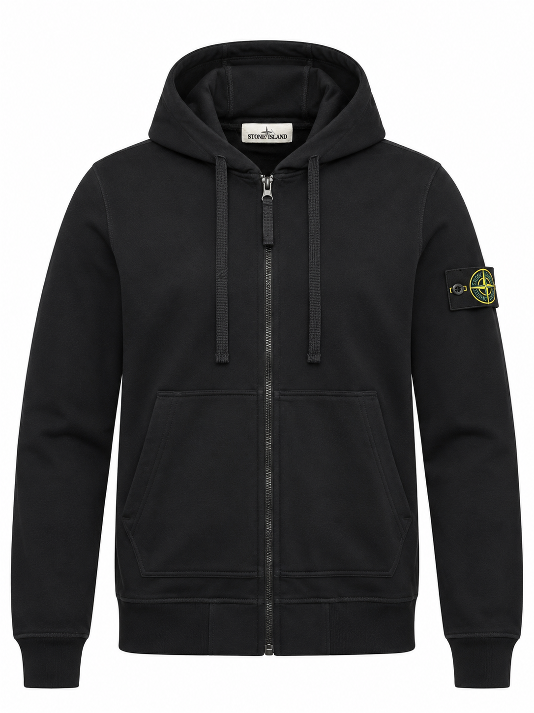 Felpa con cappuccio Stone Island da uomo con zip, Nero
