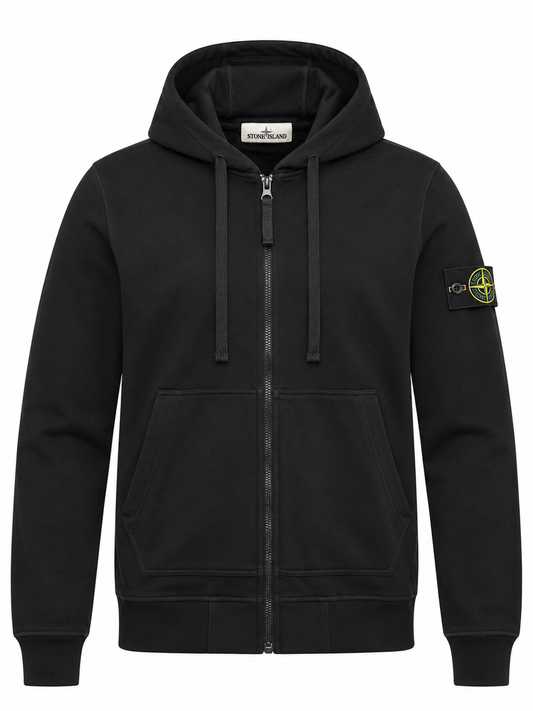 Felpa con cappuccio Stone Island da uomo con zip, Nero