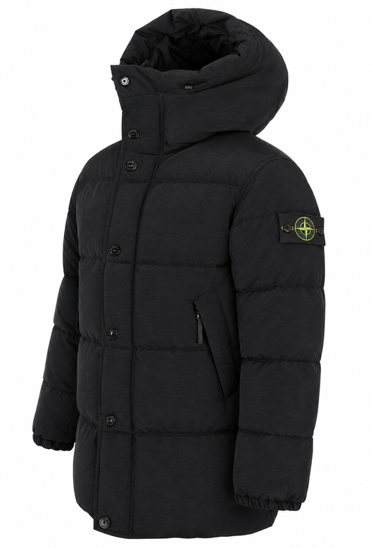 Stone Island parka da uomo in piuma con cappuccio Nero