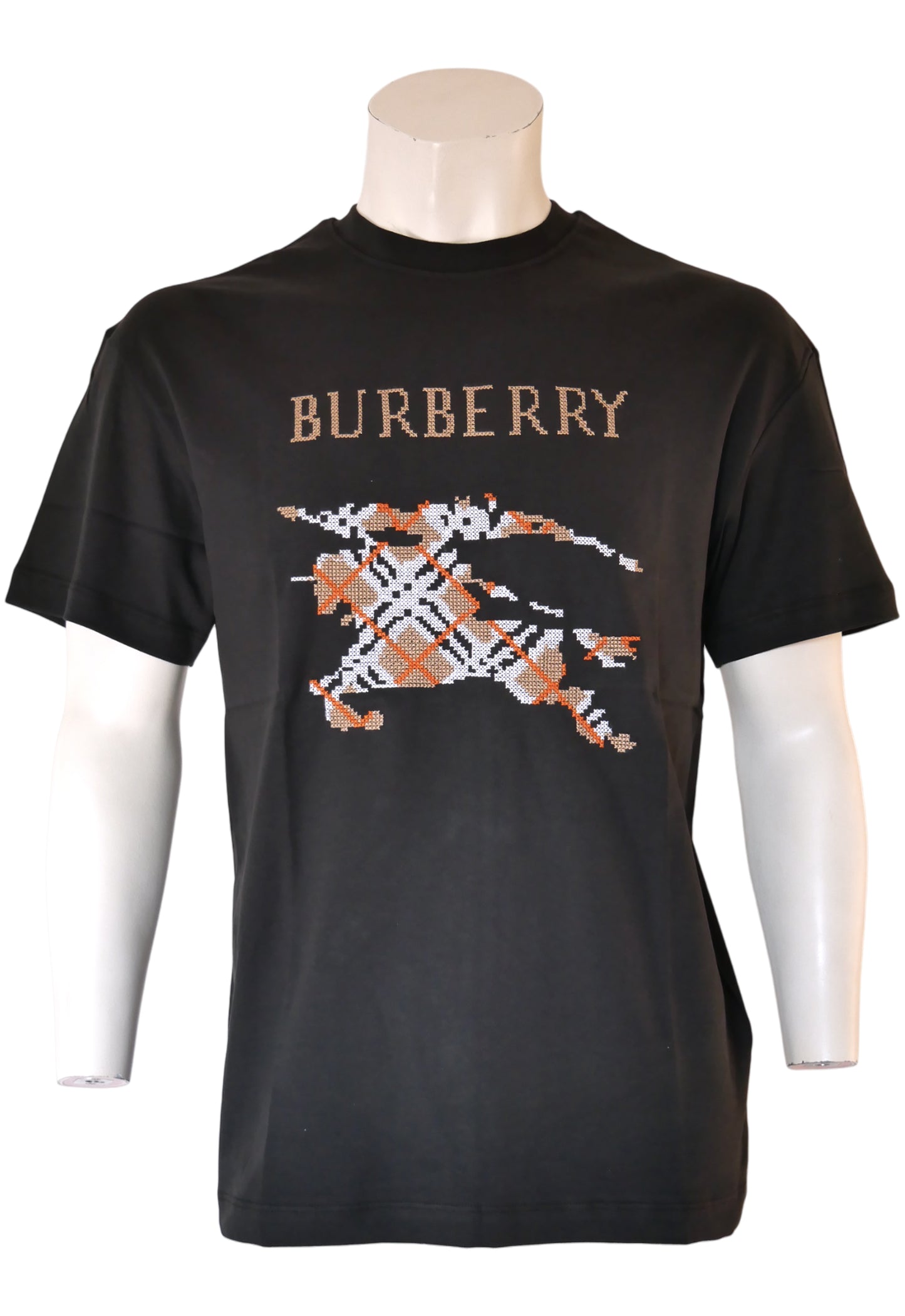 Burberry Men's Black T-Shirt with Embroidered Logo