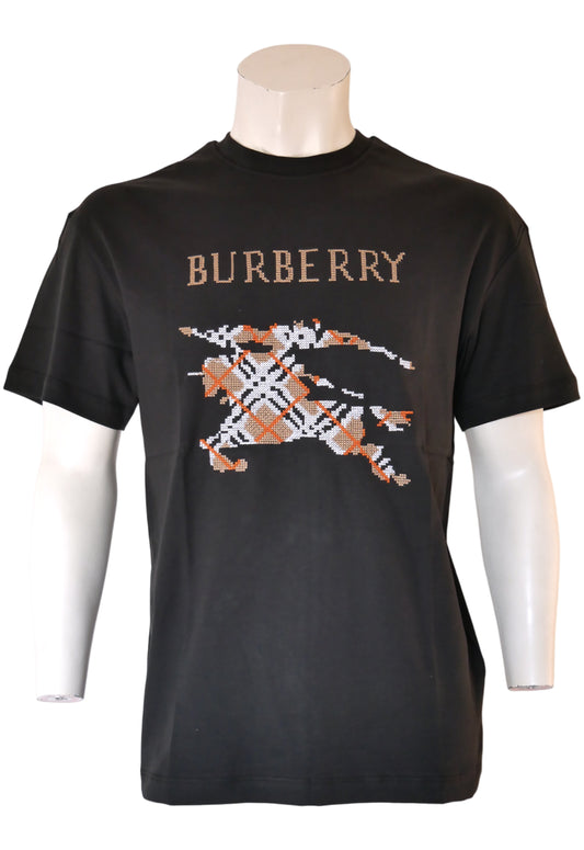 Burberry Men's Black T-Shirt with Embroidered Logo