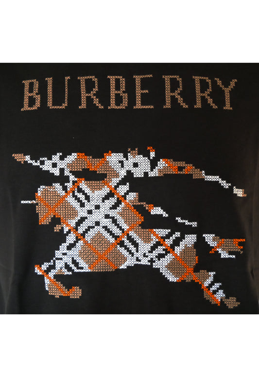 Burberry Men's Black T-Shirt with Embroidered Logo