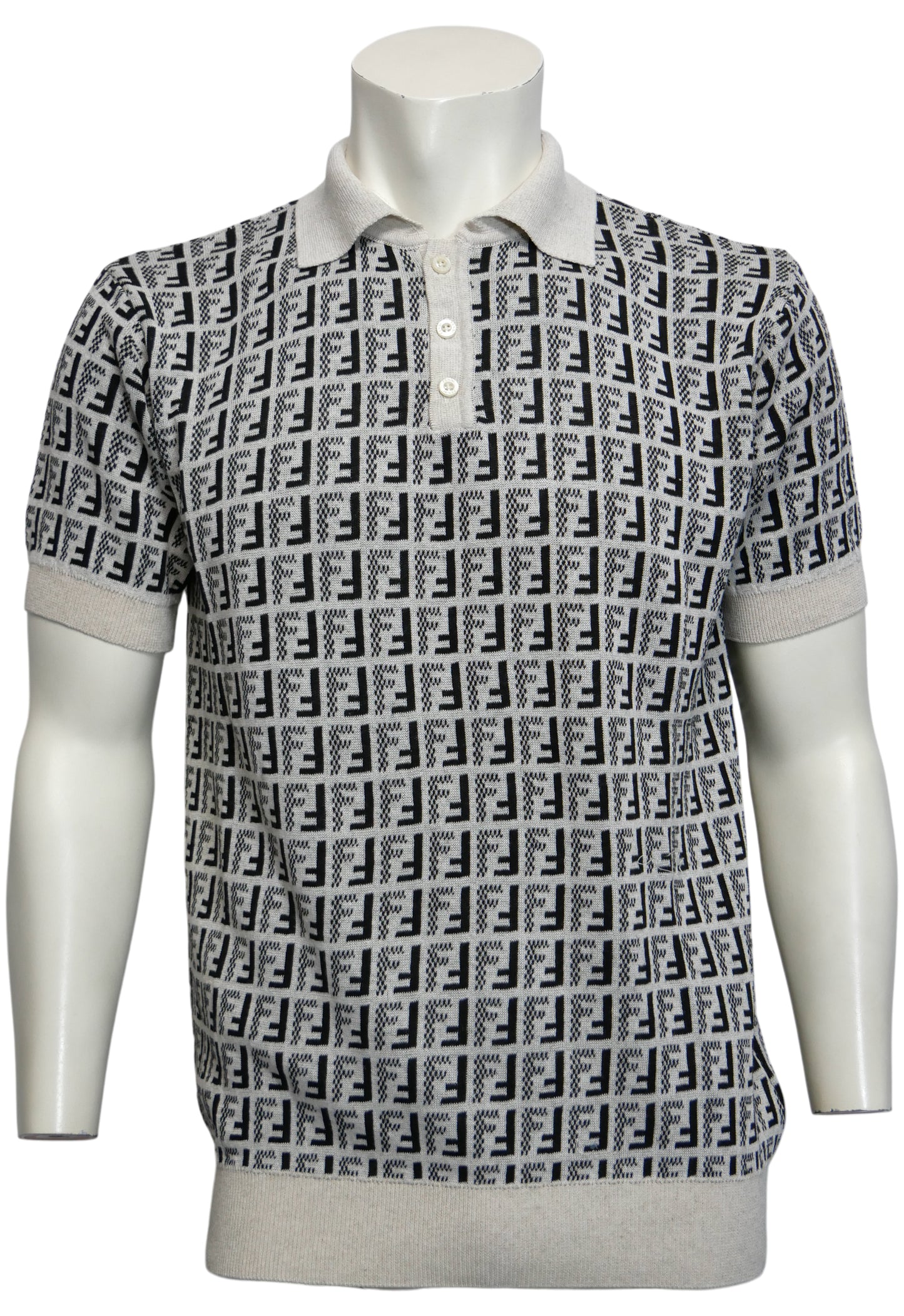 Fendi Herren Strickpoloshirt Beige