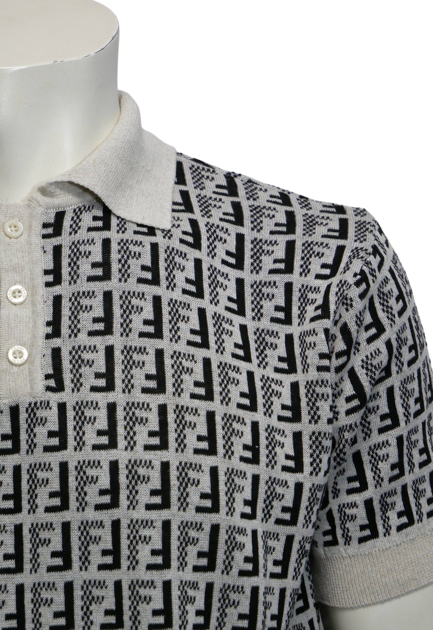 Fendi Herren Strickpoloshirt Beige