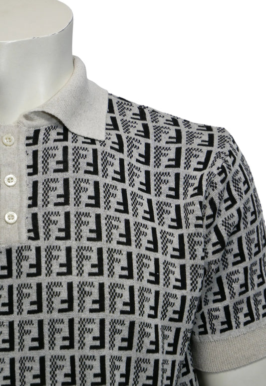 Fendi Herren Strickpoloshirt Beige - Original Designer Marken Outlet - Salvin Store