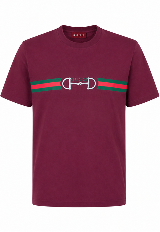 Gucci Men's Cotton Jersey T-Shirt with Embroidery Bordeaux