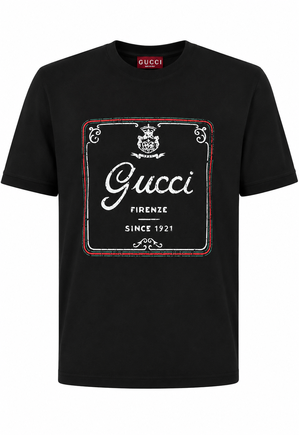 Gucci Herren Cotton Jersey T-Shirt with Print Schwarz
