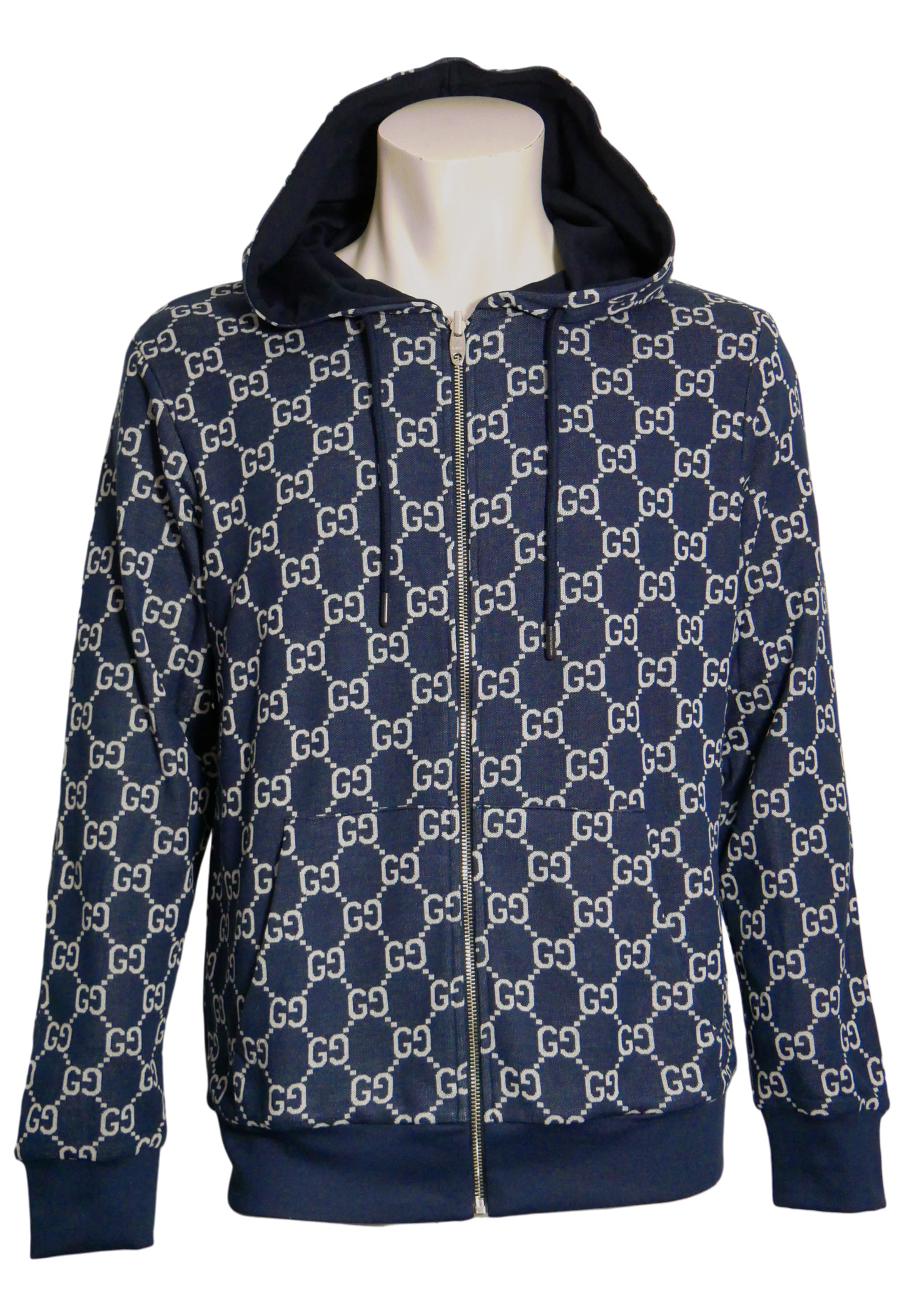 Gucci Herren Wendbare Hoodie - Jacke mit Reißverschluss Blau