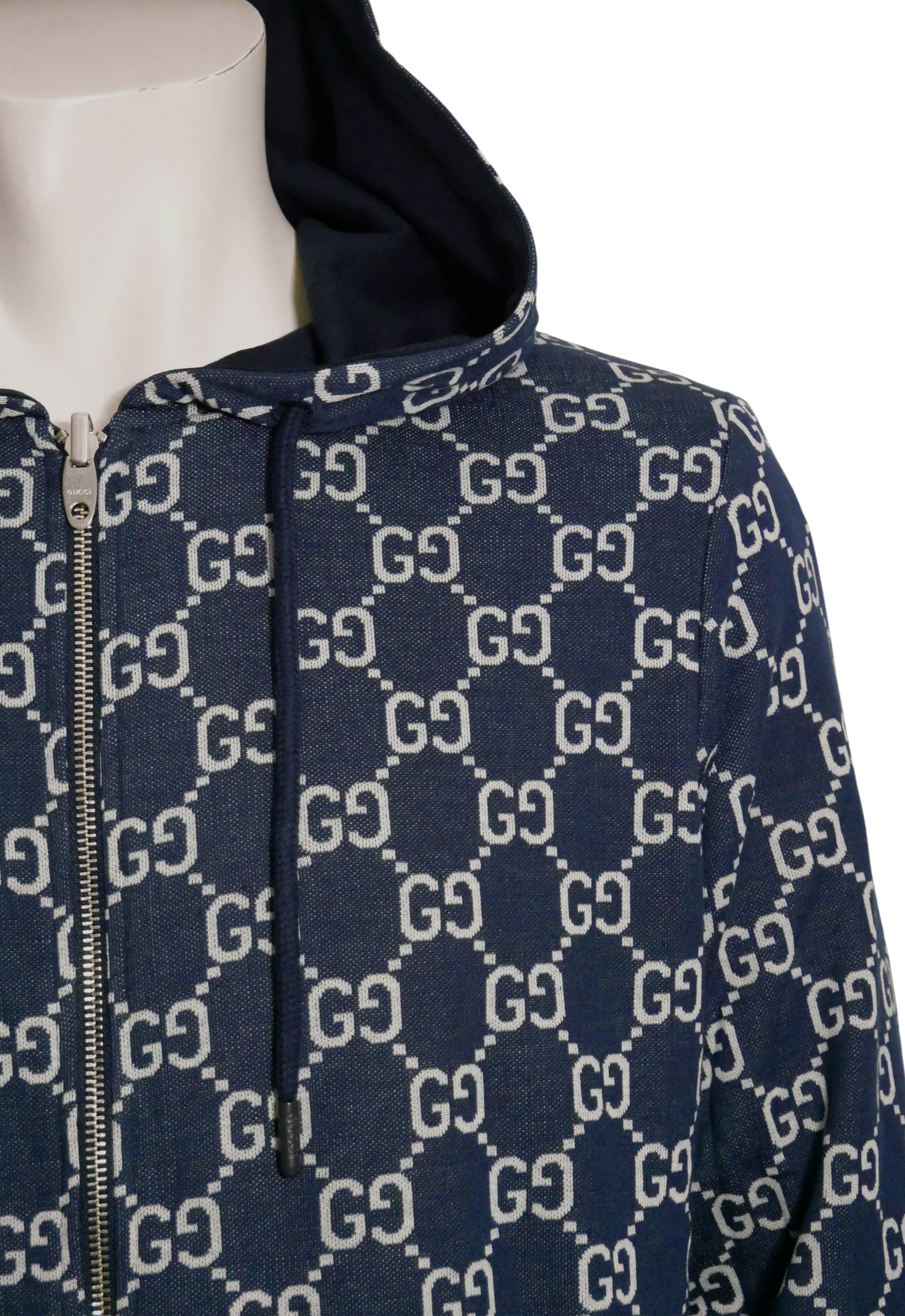 Gucci Herren Wendbare Hoodie - Jacke mit Reißverschluss Blau