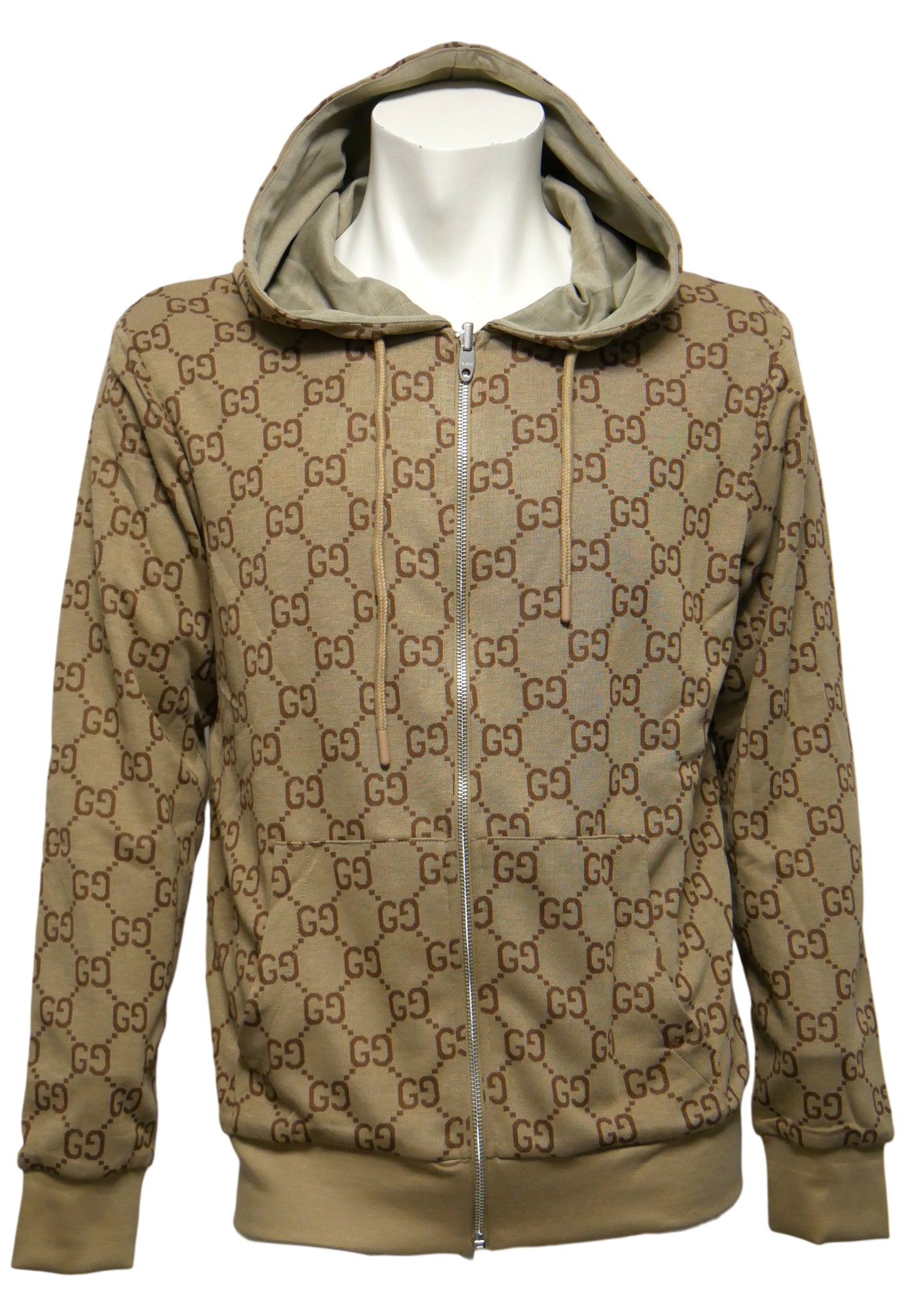 Gucci Herren Wendbare Hoodie - Jacke mit Reißverschluss Beige