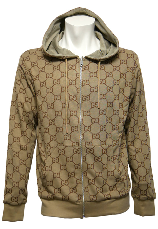 Gucci Herren Wendbare Hoodie - Jacke mit Reißverschluss Beige