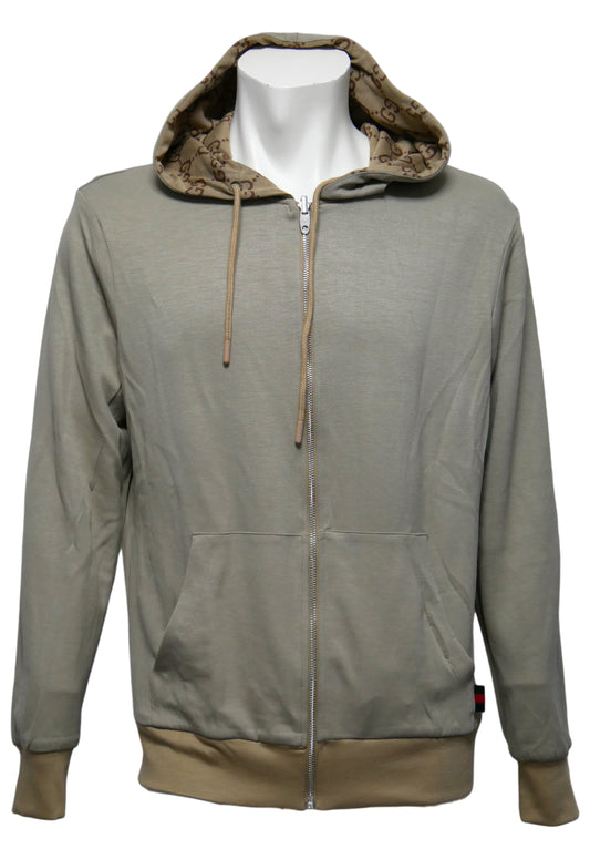 Gucci Herren Wendbare Hoodie - Jacke mit Reißverschluss Beige