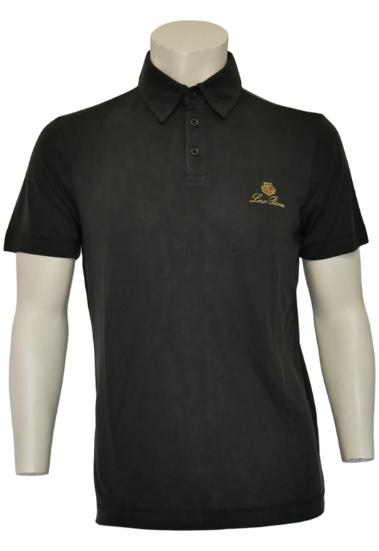 Loro Piana Herren Poloshirt Schwarz Stretch Baumwolle