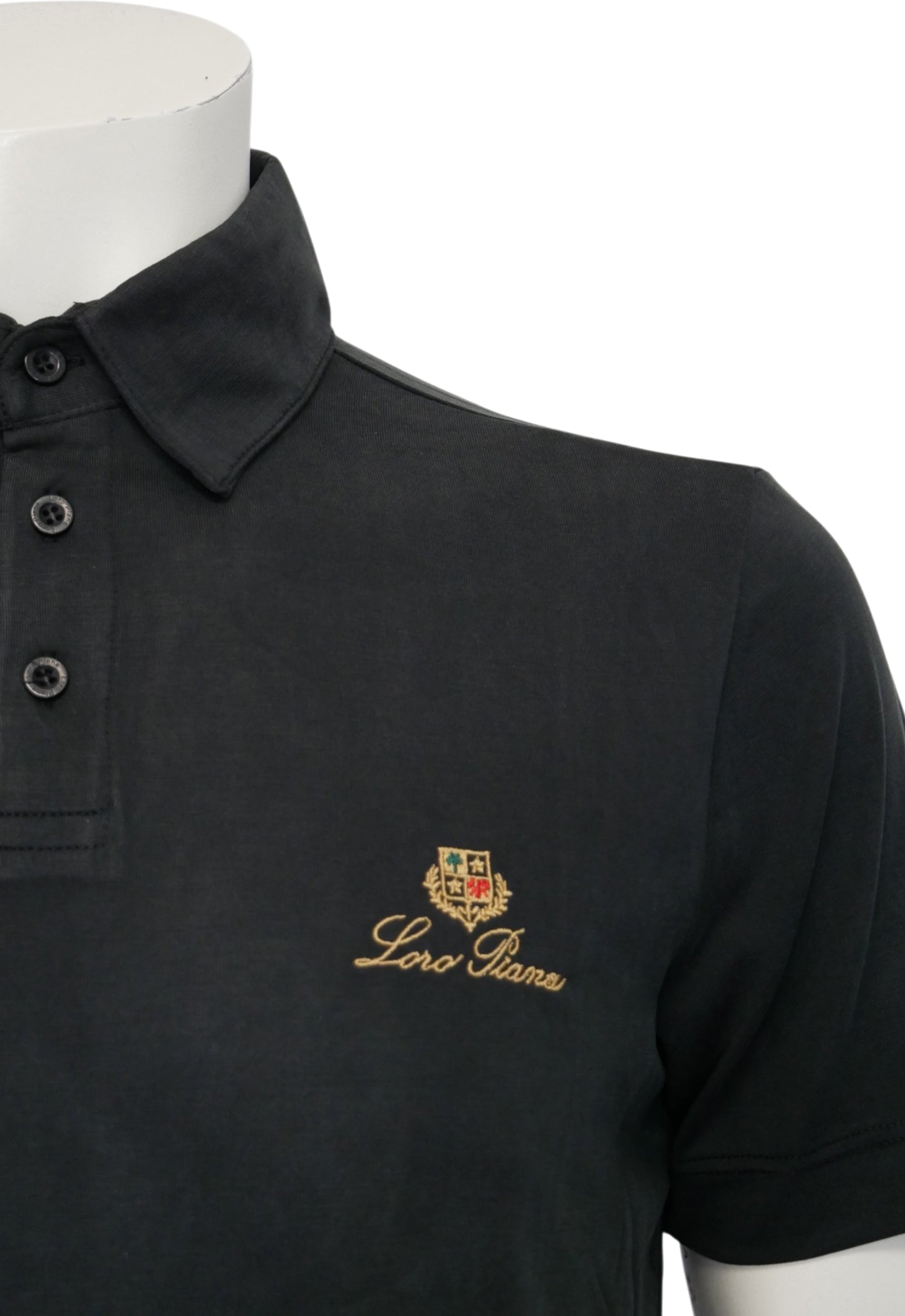 Loro Piana Polo da Uomo Nero in Cotone Elasticizzato