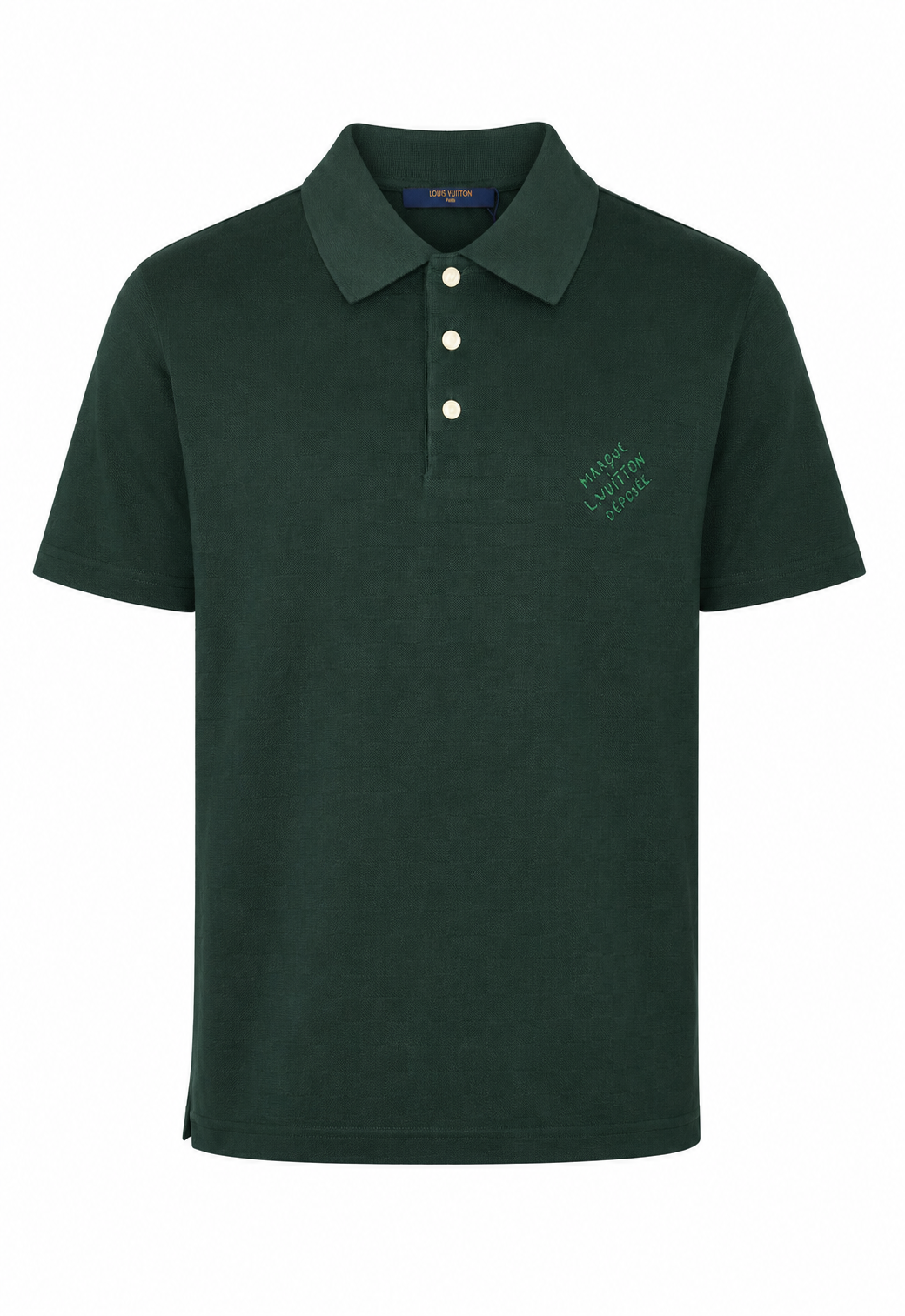 Louis Vuitton Herren Damier Cotton Pique Polo Grün