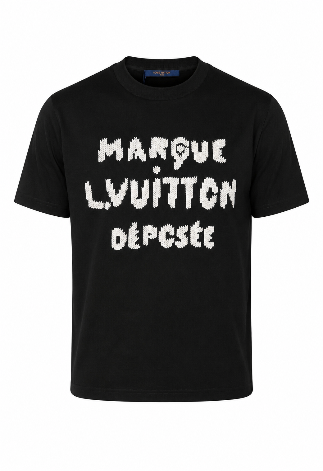 Louis Vuitton Herren Embroidered Signature T-Shirt Schwarz