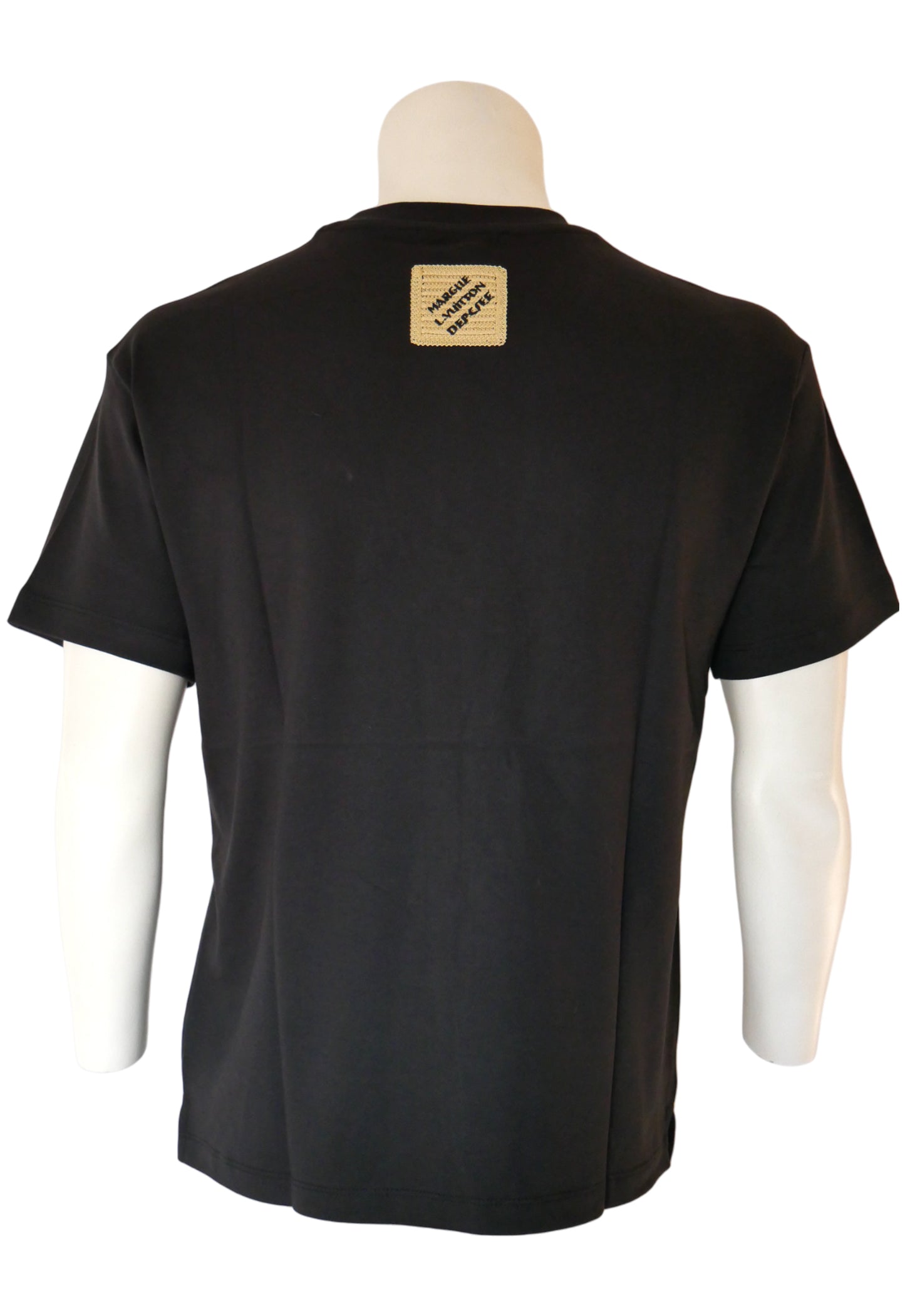 Louis Vuitton Men's T-Shirt Black with Embroidered Logo