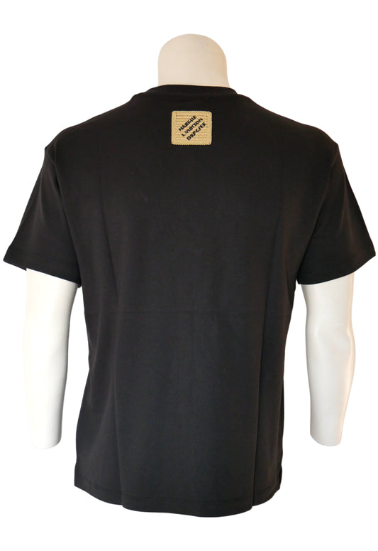 Louis Vuitton Men's T-Shirt Black with Embroidered Logo