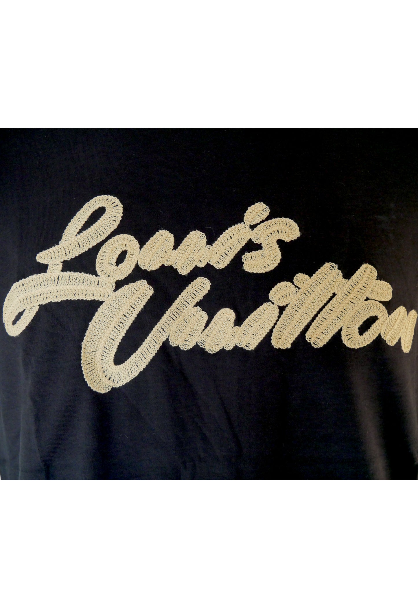 Louis Vuitton Men's T-Shirt Black with Embroidered Logo