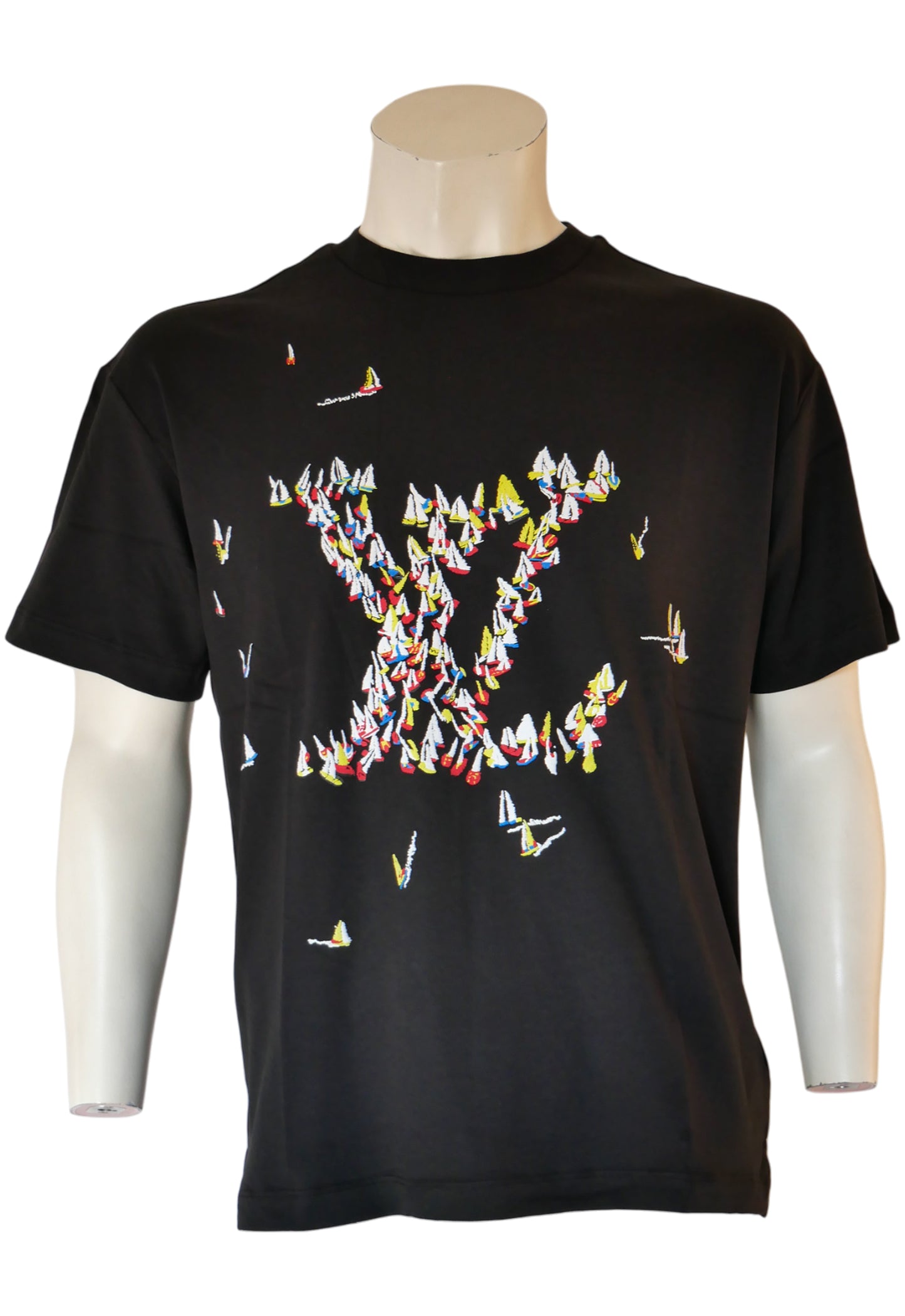 Louis Vuitton Men's Black T-Shirt with Logo