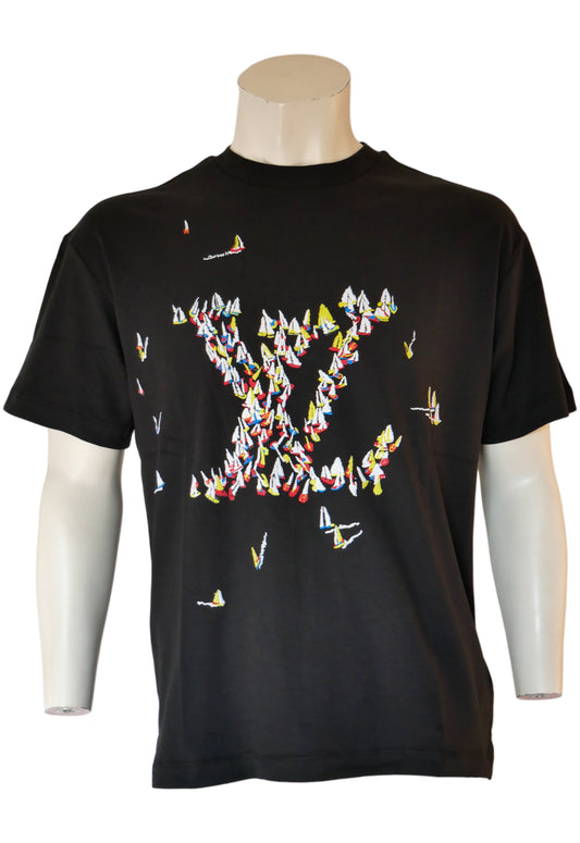 Louis Vuitton Men's Black T-Shirt with Logo