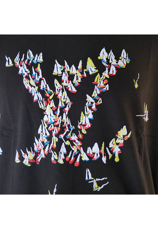 Louis Vuitton Men's Black T-Shirt with Logo