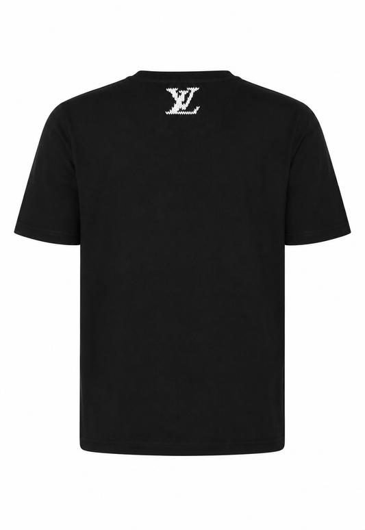 Louis Vuitton T-shirt da uomo con firma ricamata Nero