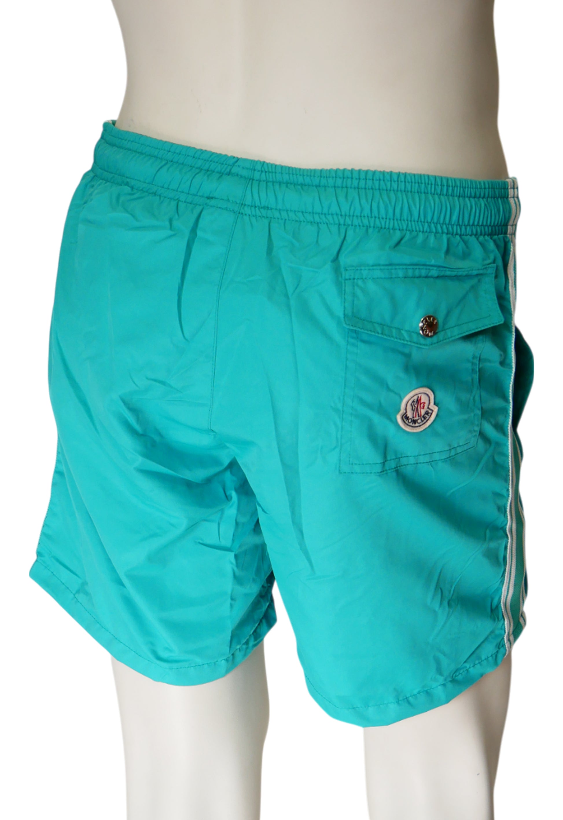 Moncler Badehose in Creme, Allover‑Print