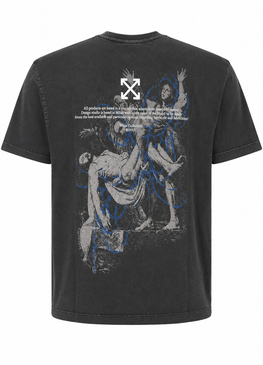Off-White Men's Faded Painting Skate Logo T-Shirt Grey