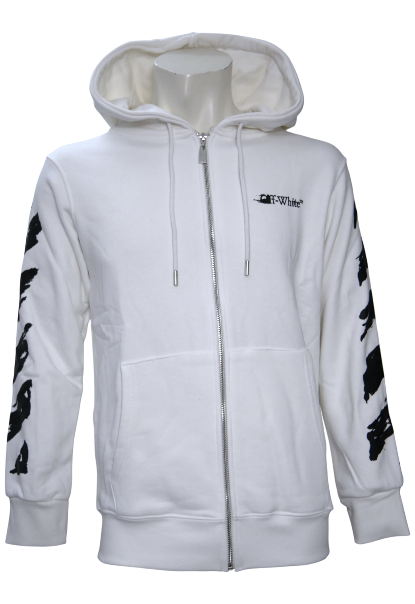 Off-White Herren Zip-Kapuzenpullover, Hoodie Weiss
