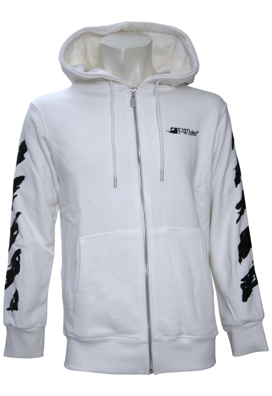 Off-White Herren Zip-Kapuzenpullover, Hoodie Weiss