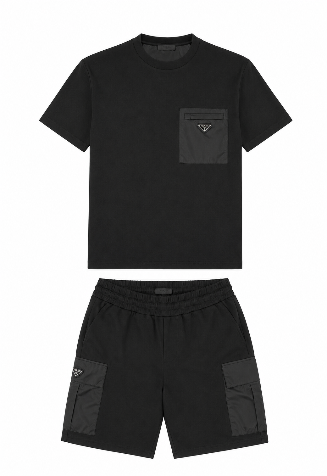 Prada Herren Kurzer Trainingsanzug Schwarz Cotton